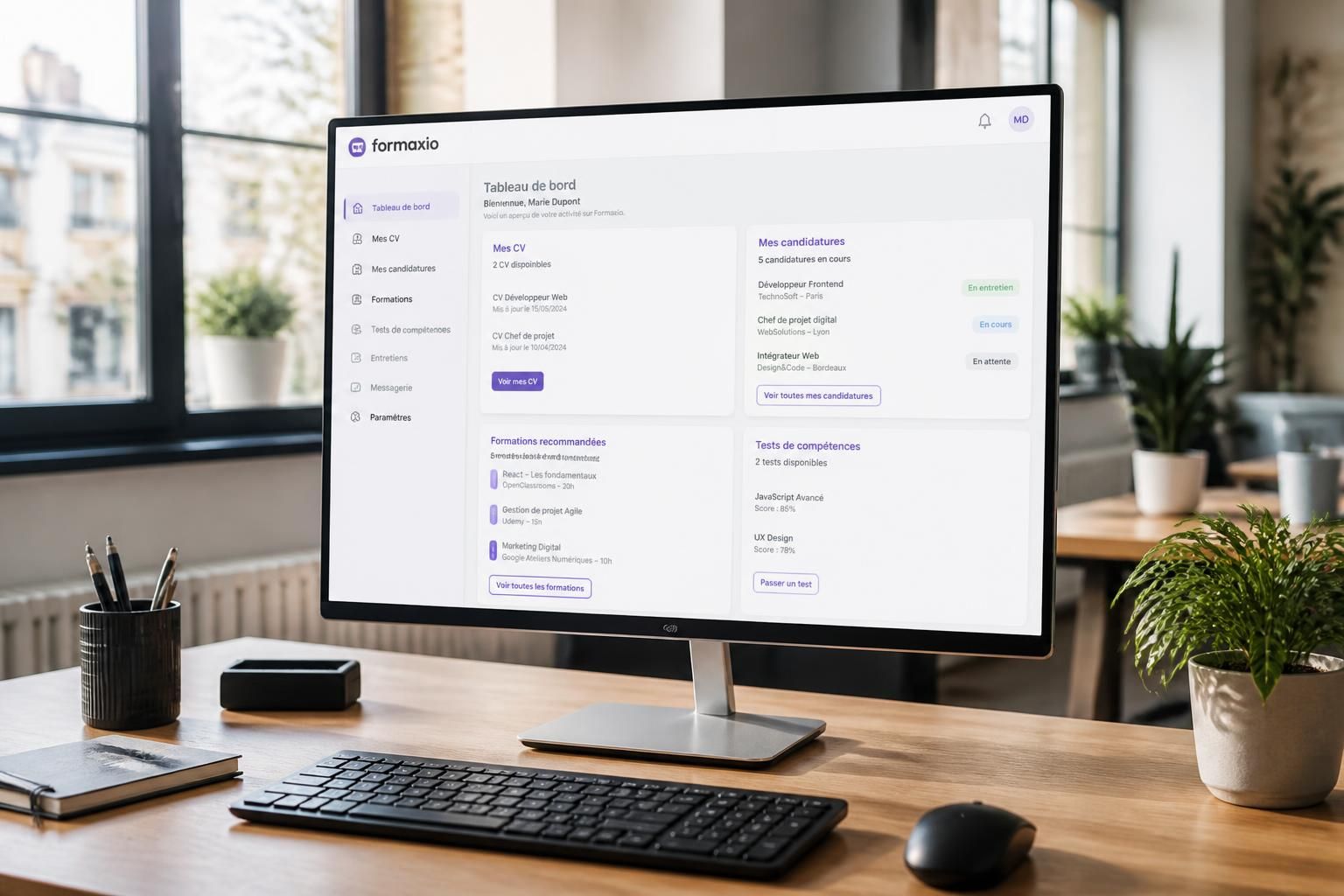 formaxio est votre plateforme tout-en-un pour améliorer votre cv, suivre les meilleures offres d'emploi et accéder à des formations adaptées pour booster votre carrière.